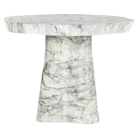 Eettafel Rockyard 100Ø faux wit marmer indoor/outdoor (White)