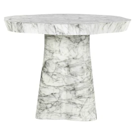 Eettafel Rockyard 140Ø faux wit marmer indoor/outdoor (White)