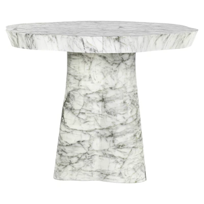 Eettafel Rockyard 100Ø faux wit marmer indoor/outdoor (White)