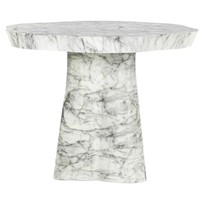 Eettafel Rockyard 140Ø faux wit marmer indoor/outdoor (White)