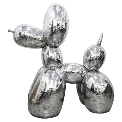 Dog deco object spiegel (Silver)