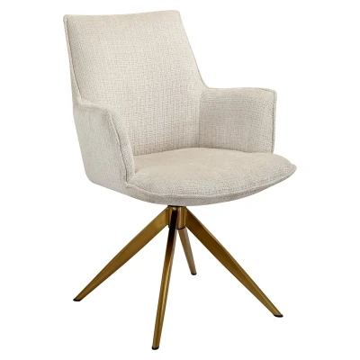 Draaistoel met arm Dakota beige chenille (Niagara 902 beige Chenille)